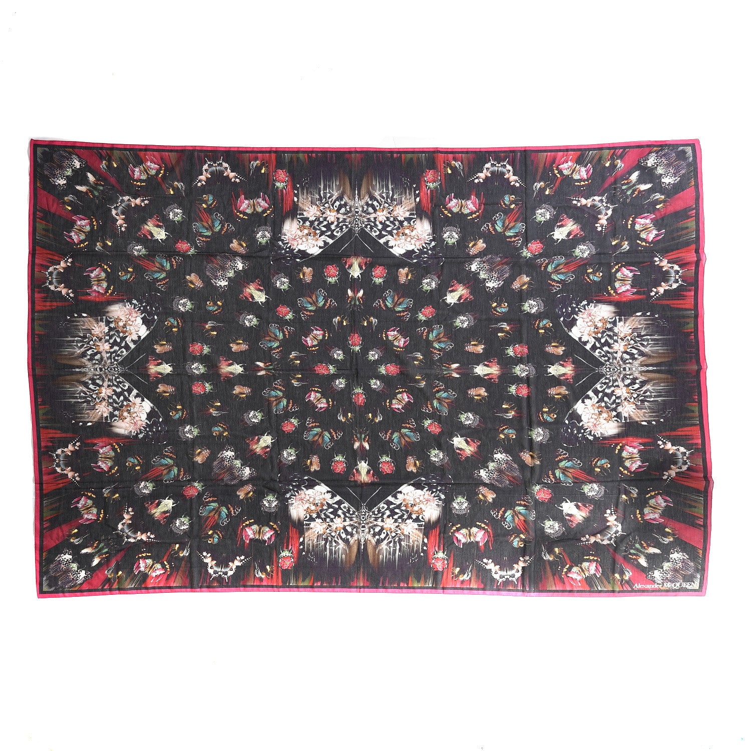 Alexander McQueen Silk Cotton Romantic Moth Pareo Black Multicolor 1 of 4