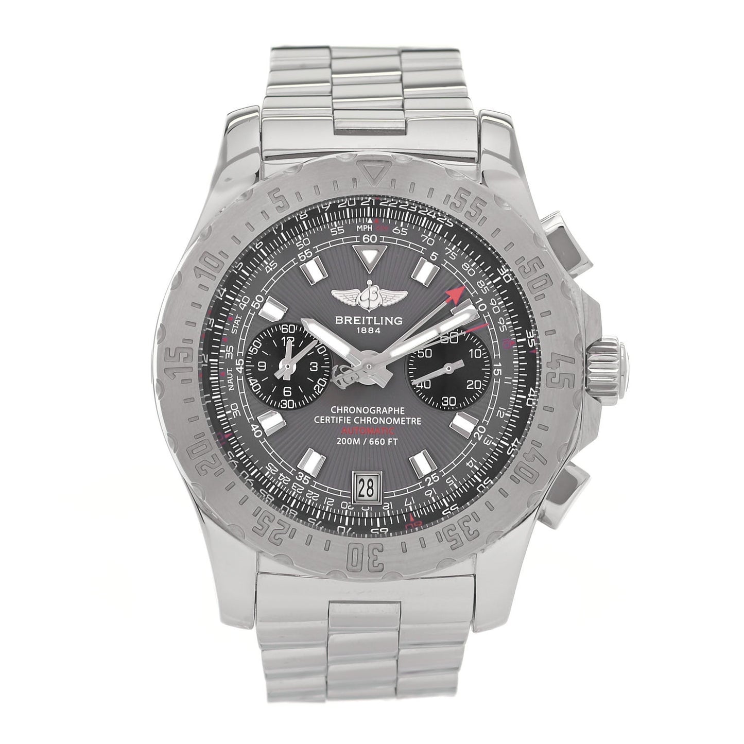 Stainless Steel 44mm Skyracer Chronograph Automatic Watch Grey A27362
