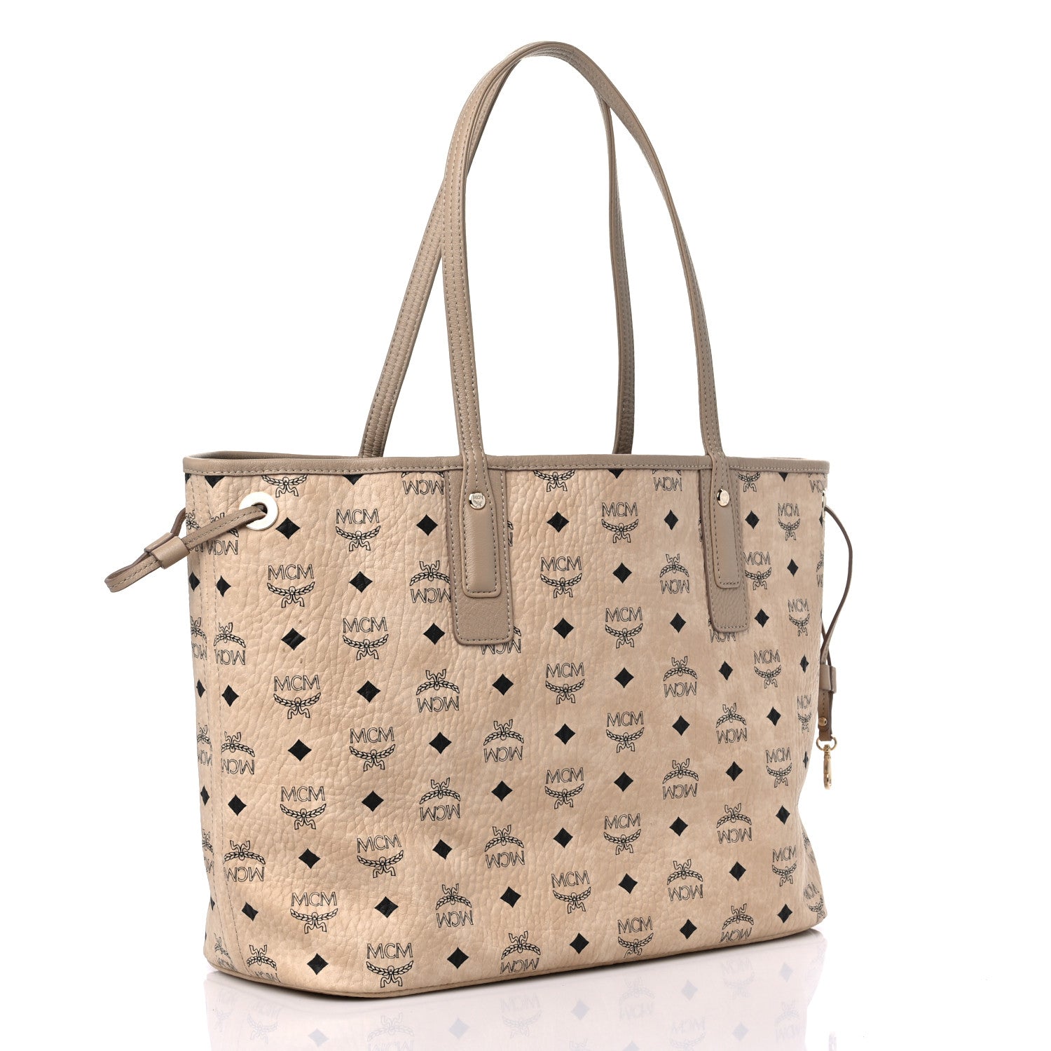 MCM Visetos Medium Liz Reversible Shopper Tote Beige 3 of 12