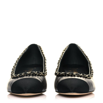 Chanel Lambskin Grosgrain Chain Cap Toe Pumps 39 Black 2 of 8