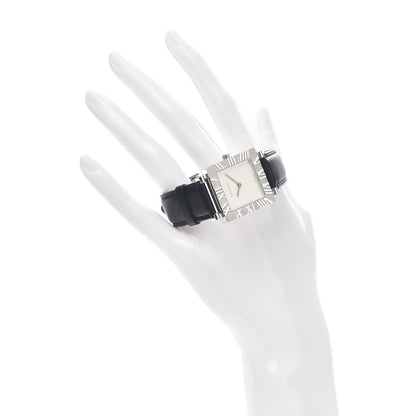Tiffany Sterling Silver Calfskin 27mm Atlas Square Quartz Watch 2 of 5