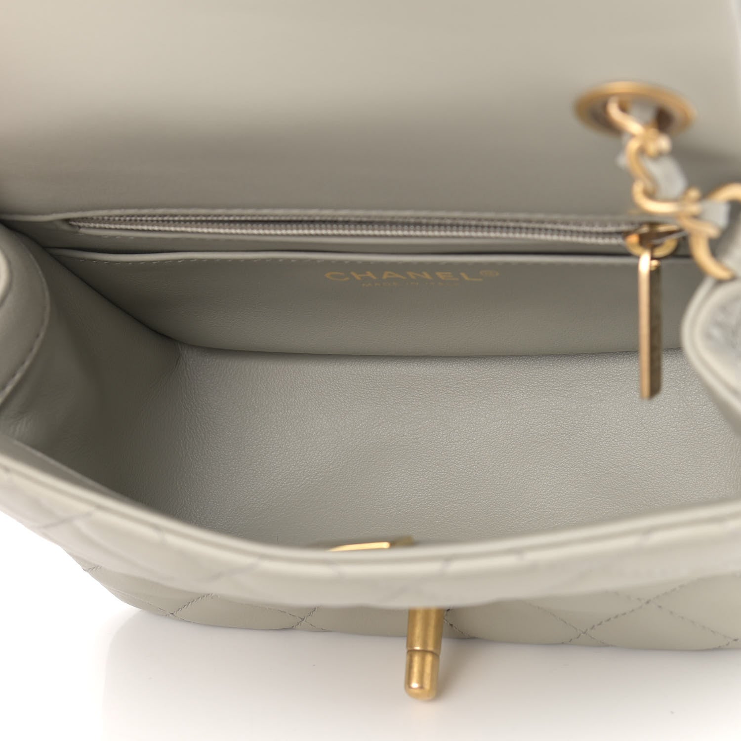 Chanel Lambskin Quilted Mini Pearl Crush Flap Light Grey 5 of 9