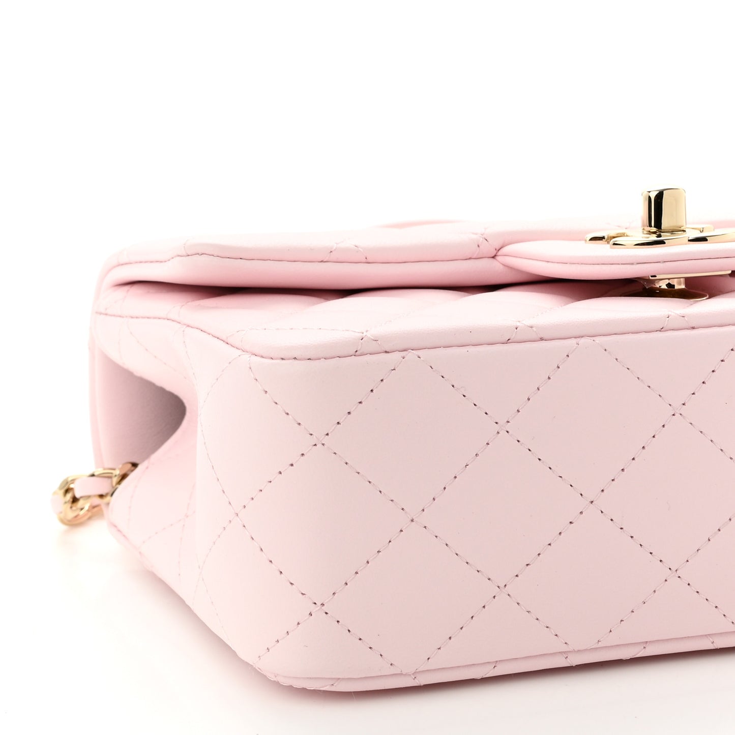 Lambskin Quilted Mini Top Handle Rectangular Flap Light Pink