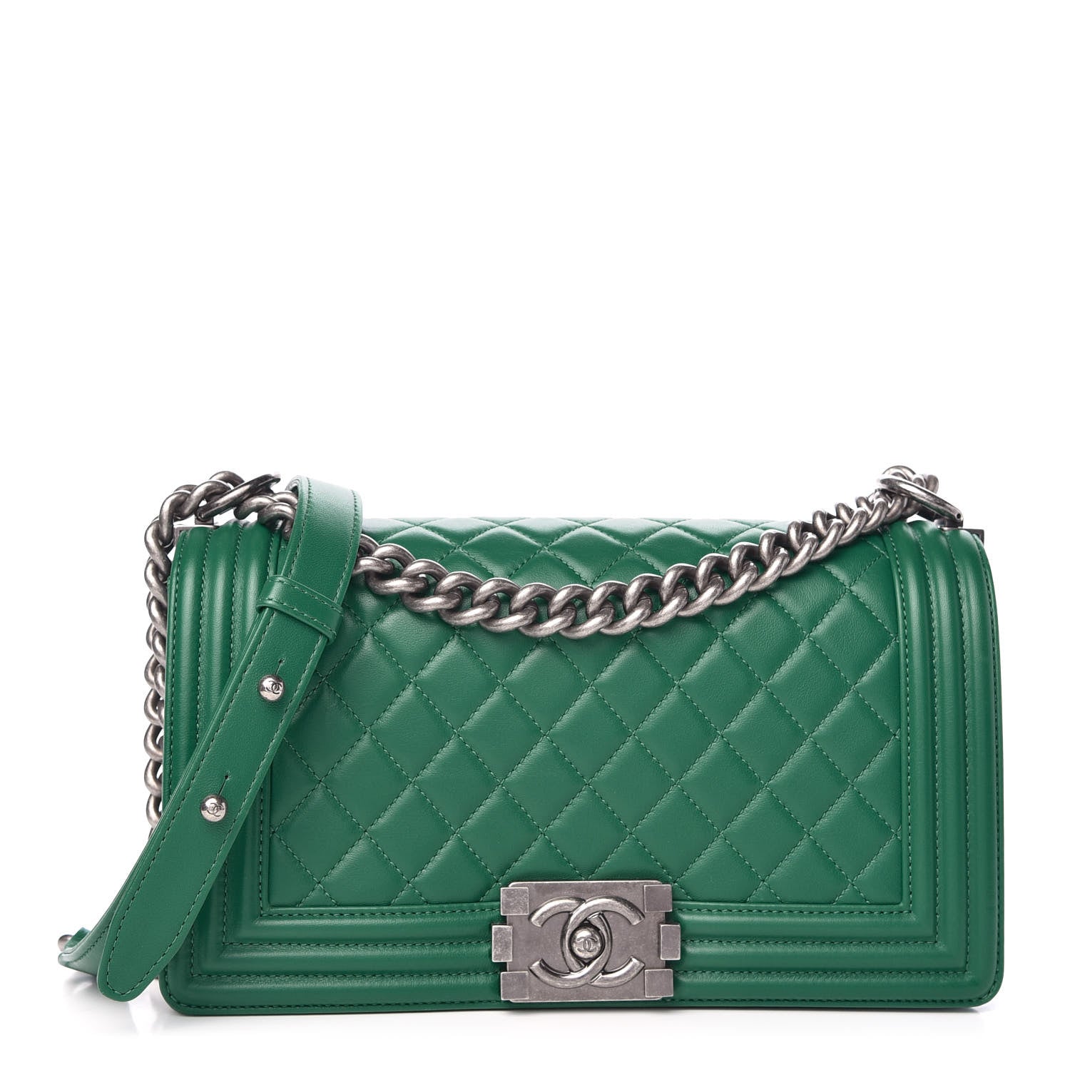 Chanel Lambskin Quilted Medium Boy Flap Green 1 of 10