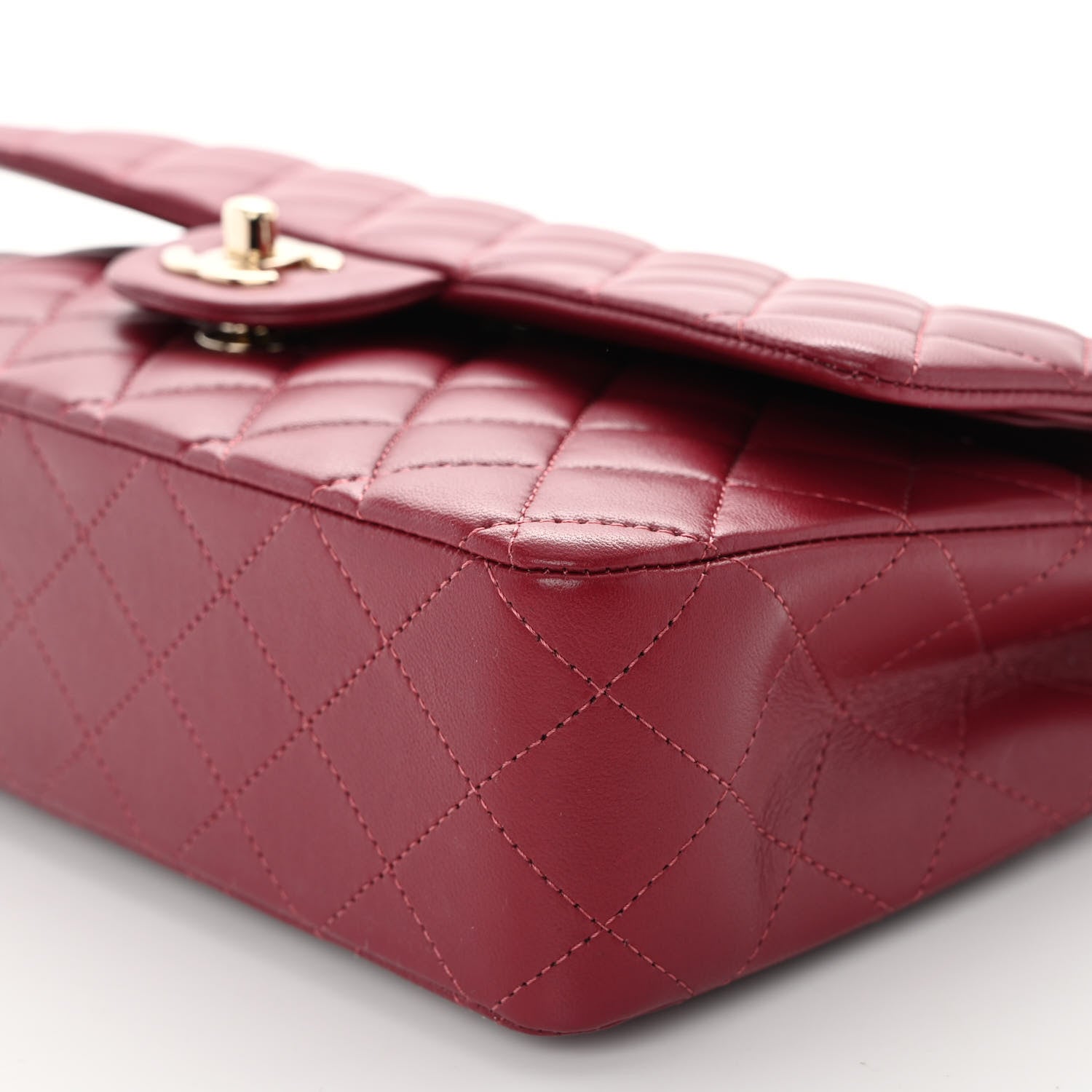 Chanel Lambskin Quilted Medium Double Flap Burgundy 9 of 10