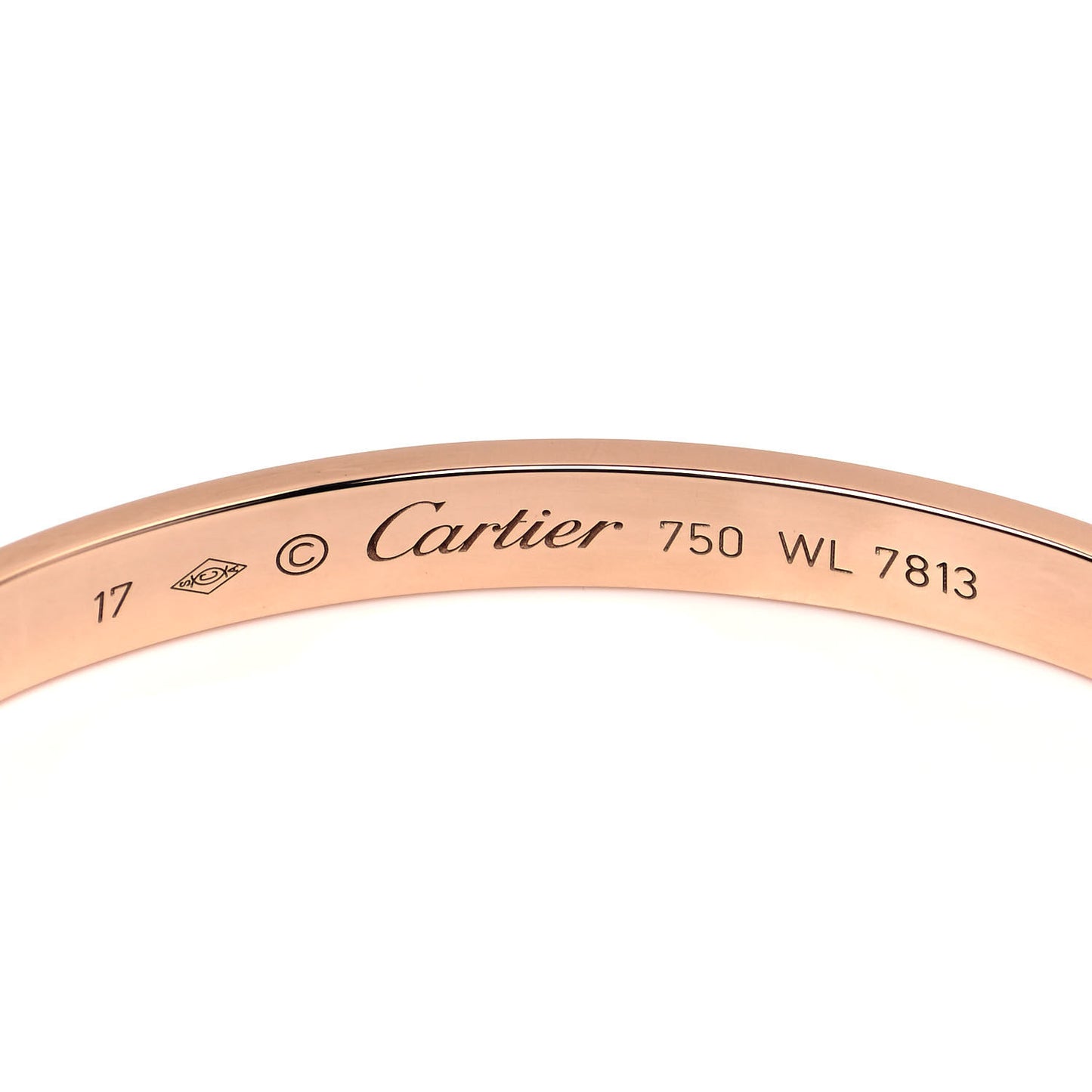 18K Pink Gold LOVE Cuff Bracelet 17