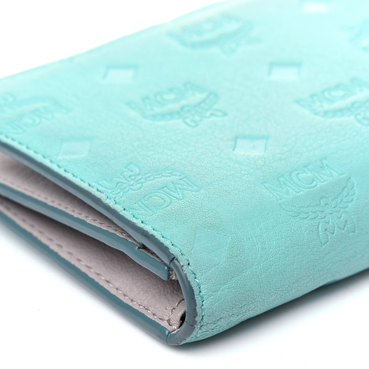 MCM Calfskin Ottomar Large Klara Two Fold Wallet Pool Blue 17 of 20