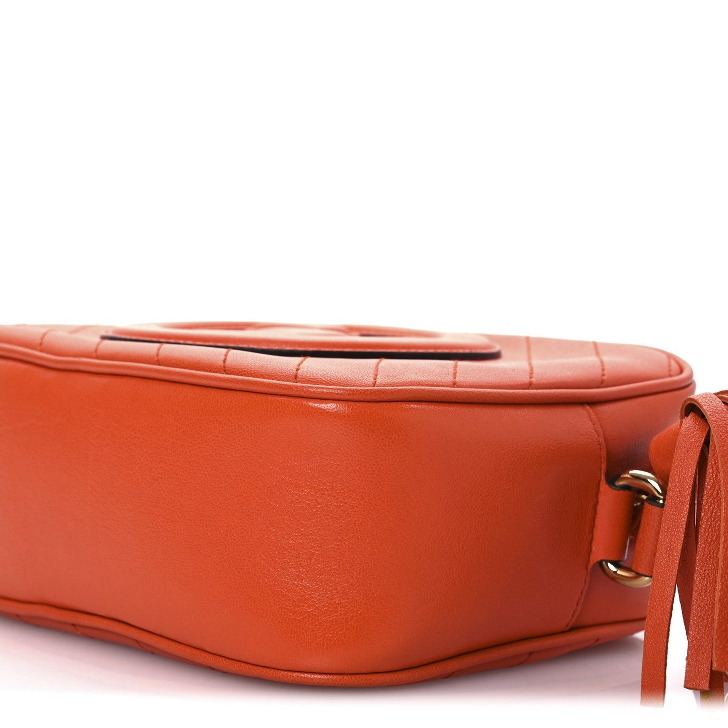 Sakai Be Green Calfskin Diagonal Stitched Small Blondie Shoulder Bag Orange