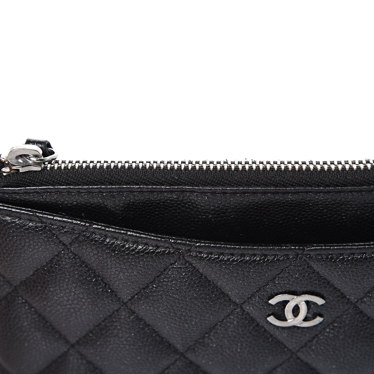 Chanel Iridescent Caviar Quilted Classic Zip Pouch Black 12 of 13