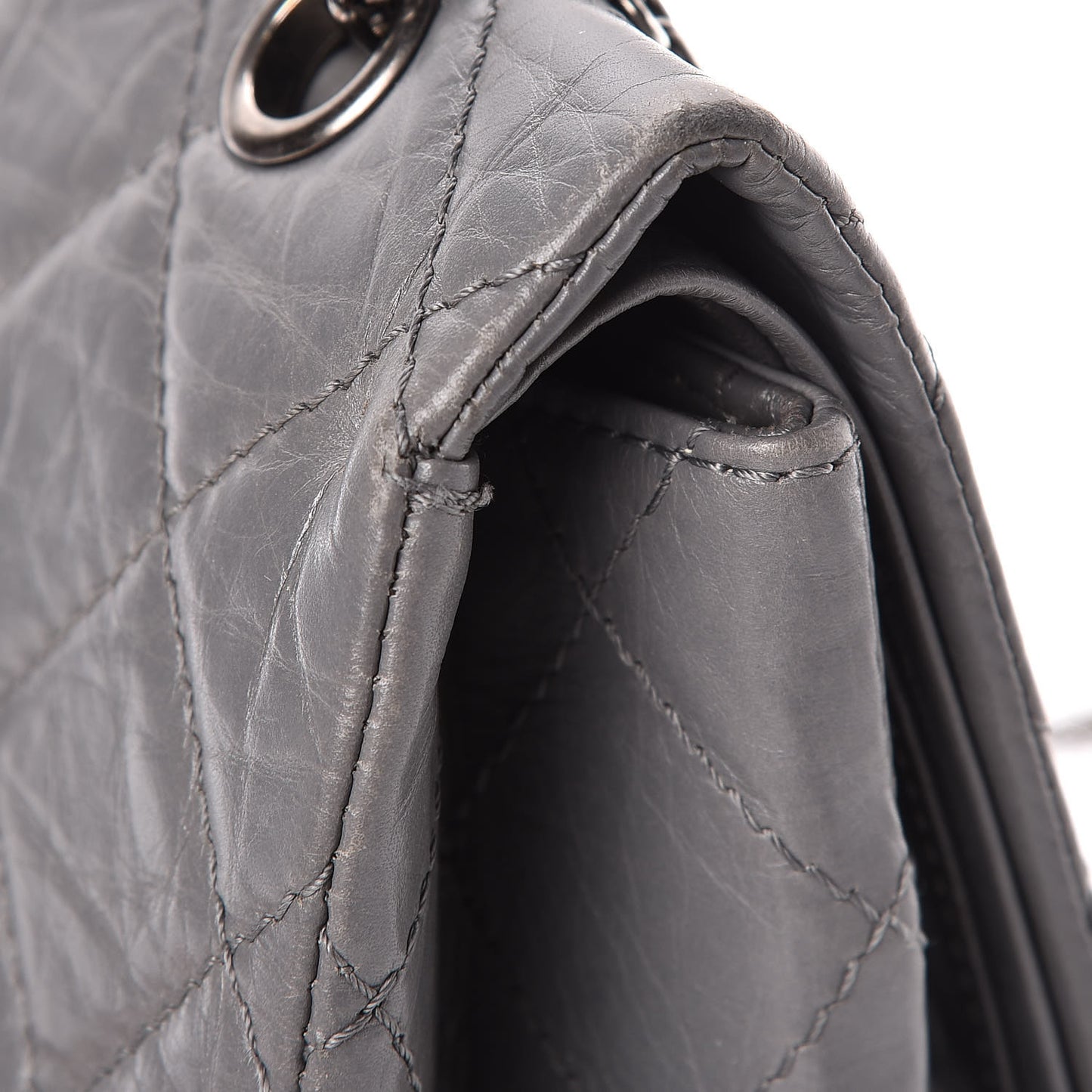 Aged Calfskin Quilted 2.55 Reissue 227 Flap Grey