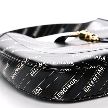 Gucci X BALENCIAGA Calfskin Logo Print Medium Jackie 1961 Hobo Black 10 of 12