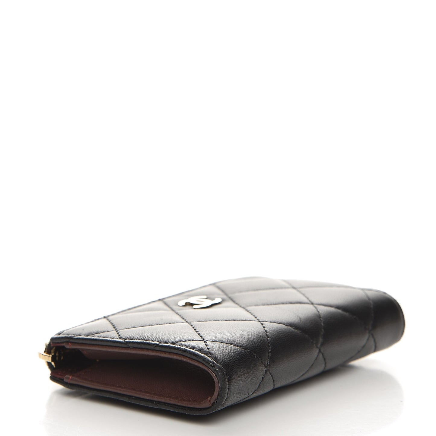Lambskin Quilted Key Holder Case Black