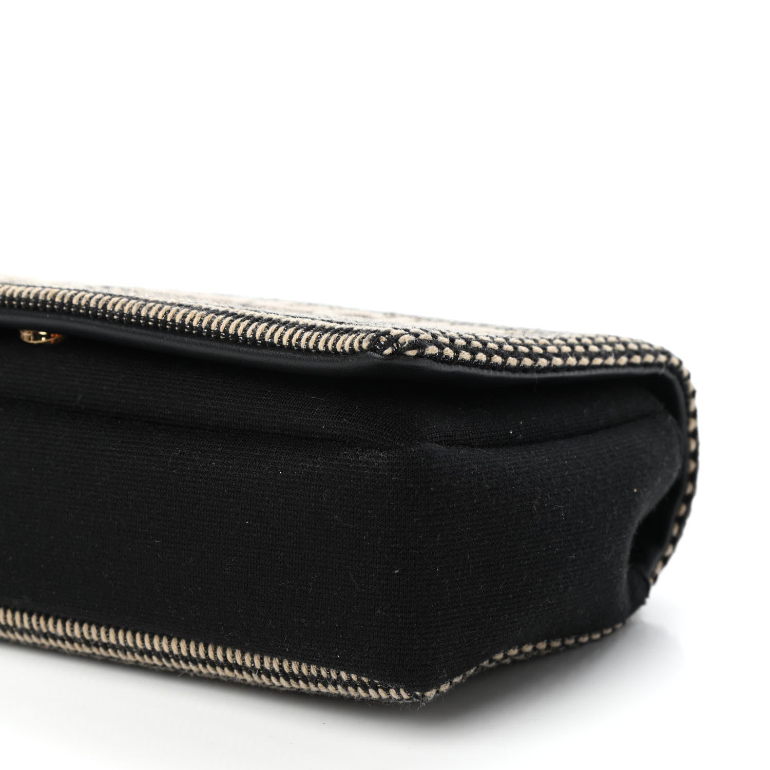 Saint Laurent Cotton Embroidered Rive Gauche Noe Chain Bag Black Beige 9 of 9