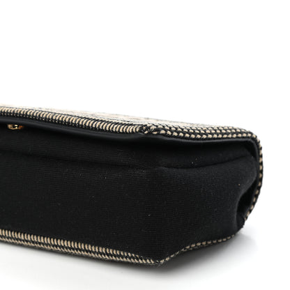 Saint Laurent Cotton Embroidered Rive Gauche Noe Chain Bag Black Beige 9 of 9