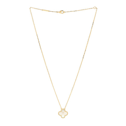 Van Cleef & Arpels 18K Yellow Gold Diamond Yellow Mother of Pearl Vintage Alhambra Pendant Necklace 3 of 7