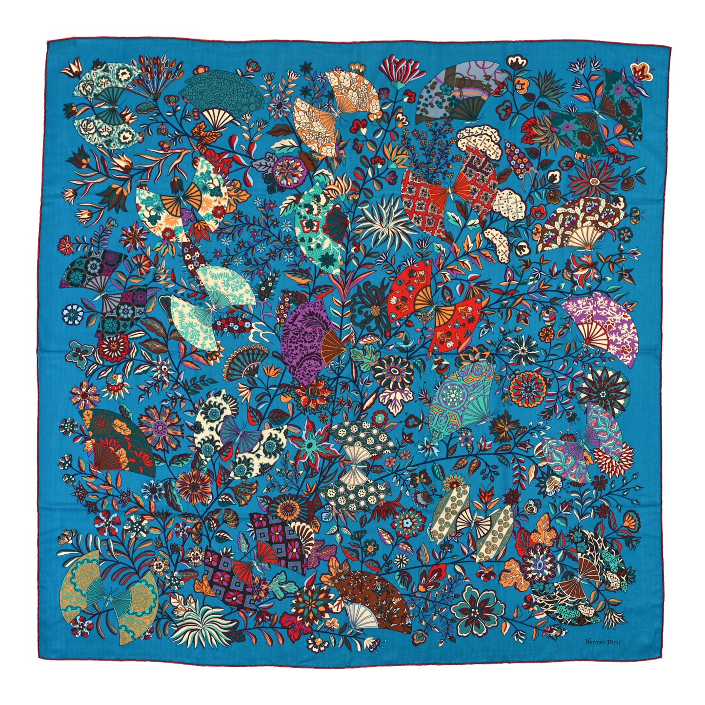 Cashmere Silk Fleurs et Papillons de Tissus Shawl 140 Canard Vert Rouge