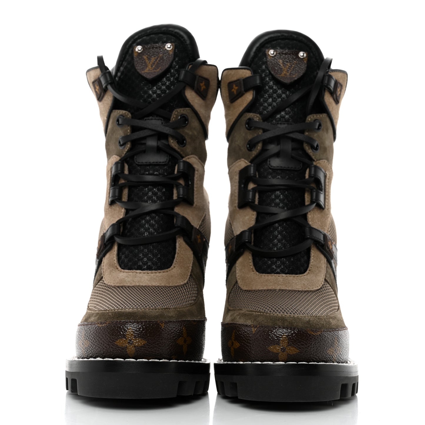 Suede Calfskin Monogram Star Trail Ankle Boots 39 Khaki