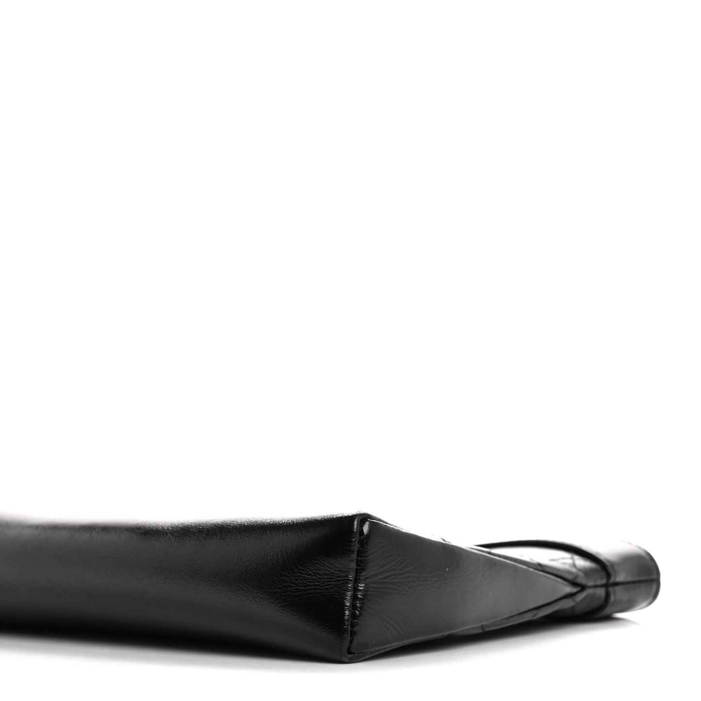 Shiny Crumpled Calfskin Quilted Nano 31 Shopping Bag Black