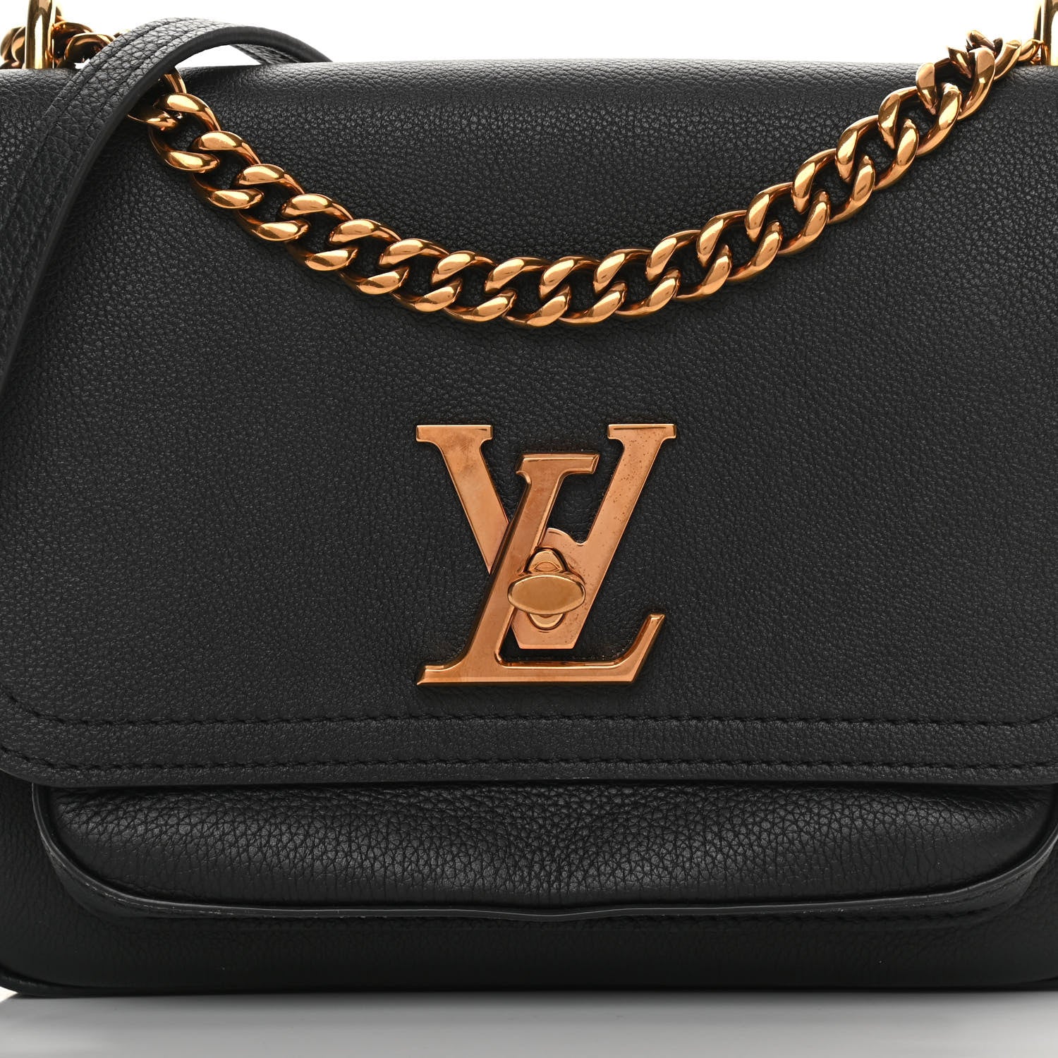 Louis Vuitton Grained Calfskin Lockme Chain Bag PM Black 8 of 13