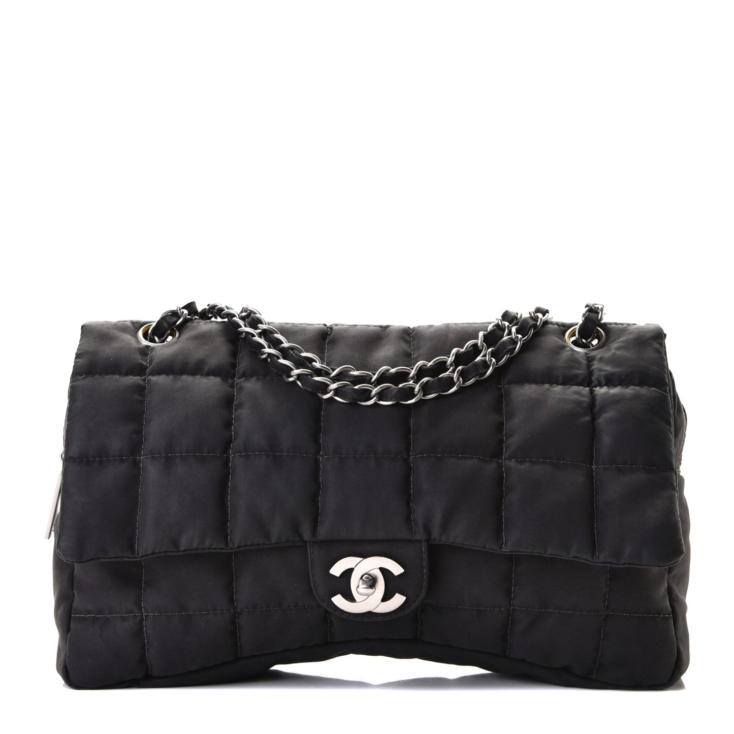 Nylon Square Quilted Flap Black