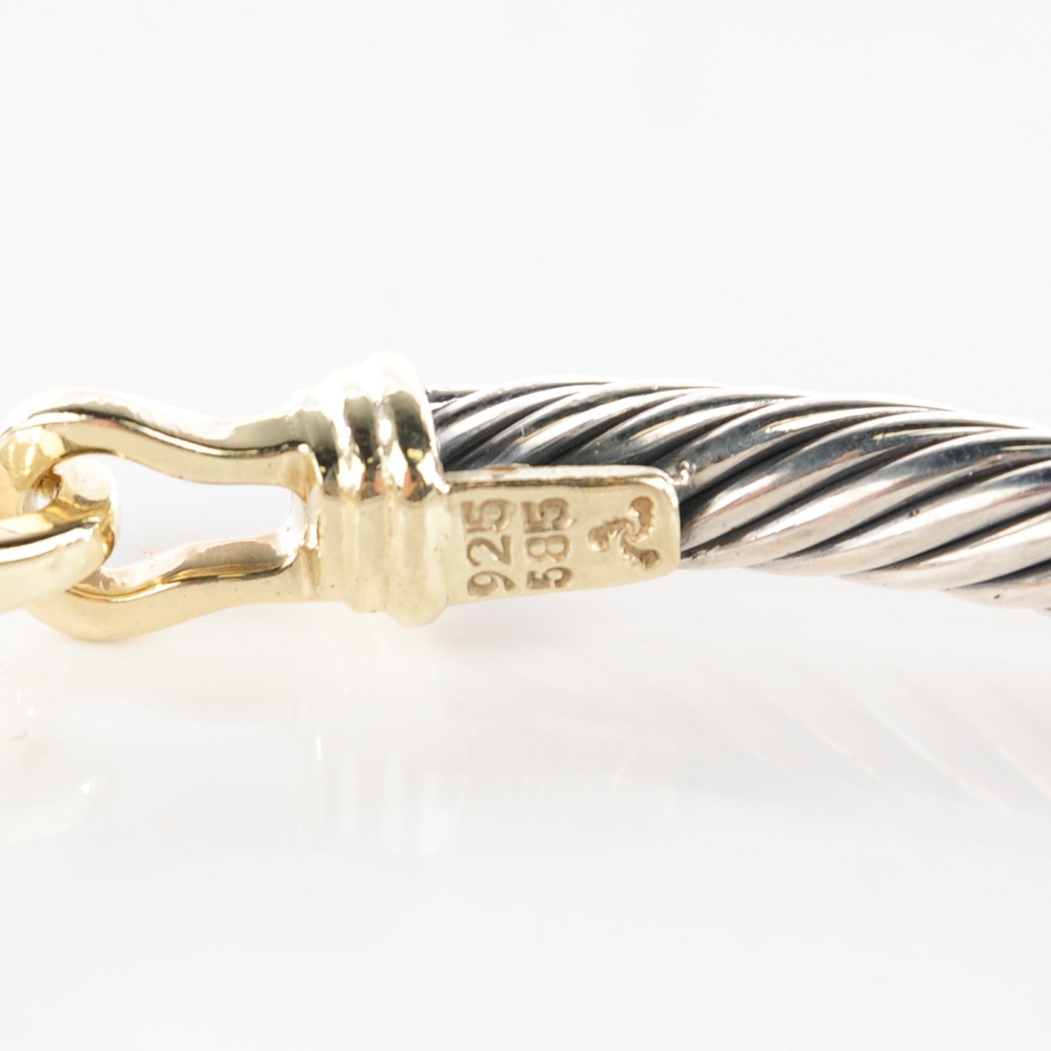 David Yurman Sterling Silver 14K Yellow Gold 5mm Cable Classic Buckle Bracelet 4 of 5