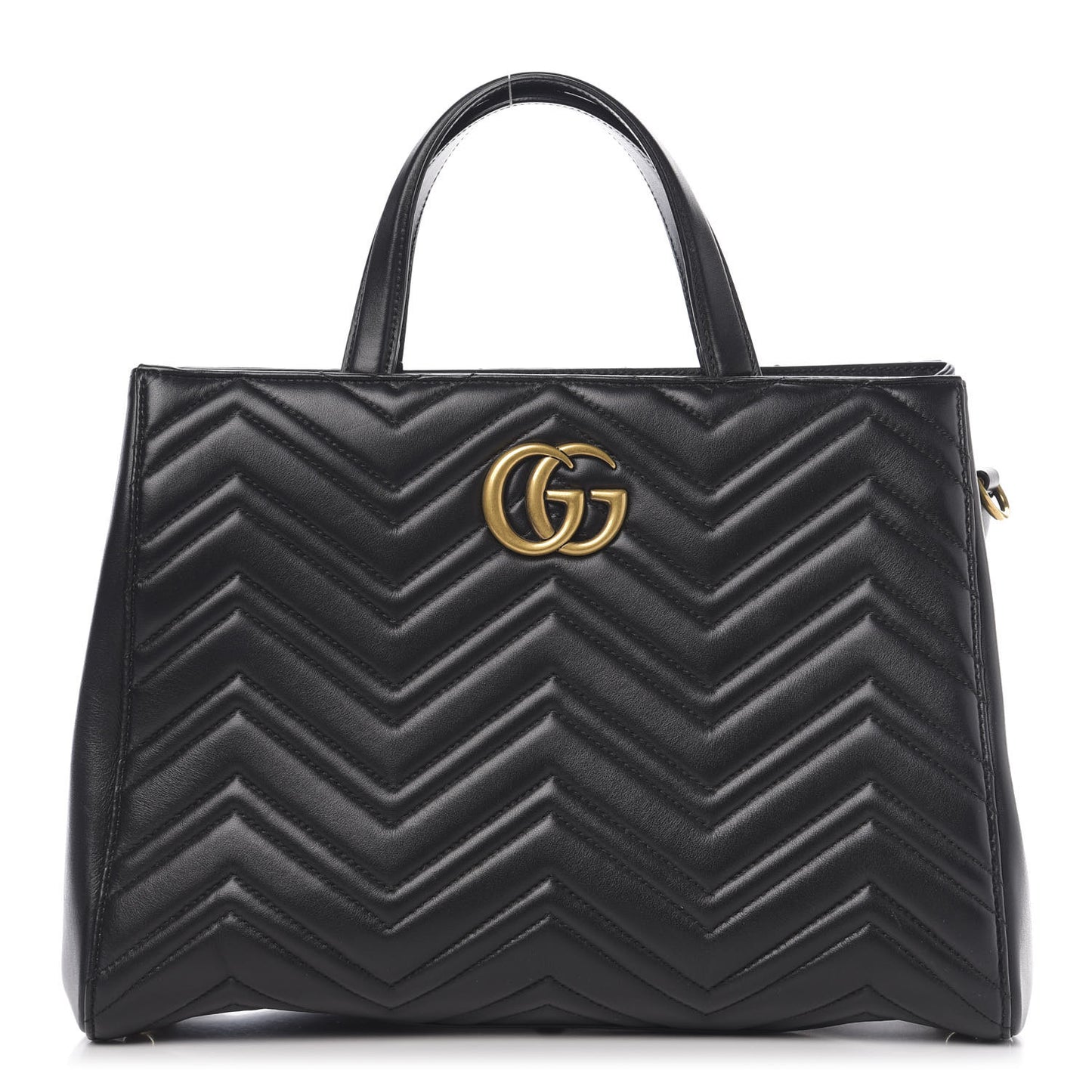 Calfskin Matelasse Medium GG Marmont Tote Black