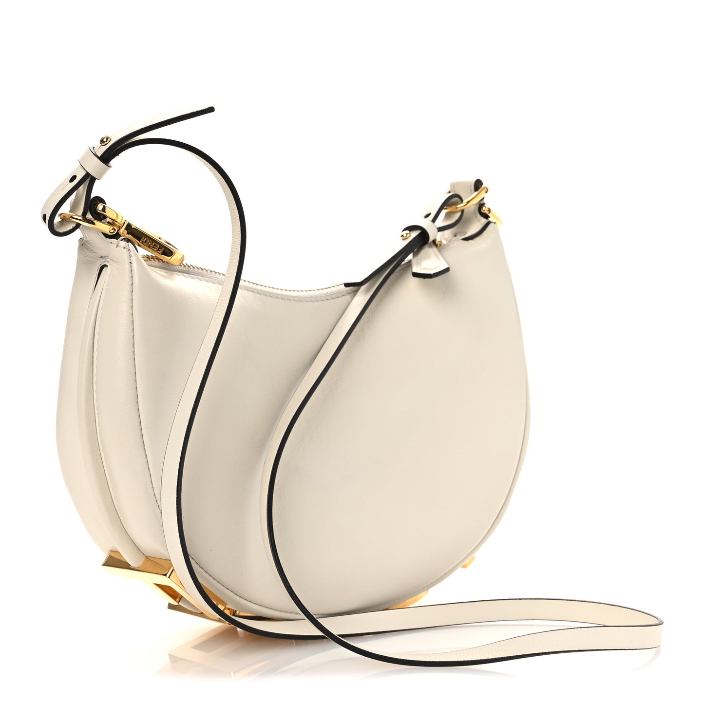 Vitello Grace Matte Mini Fendigraphy Hobo Bag White Ice