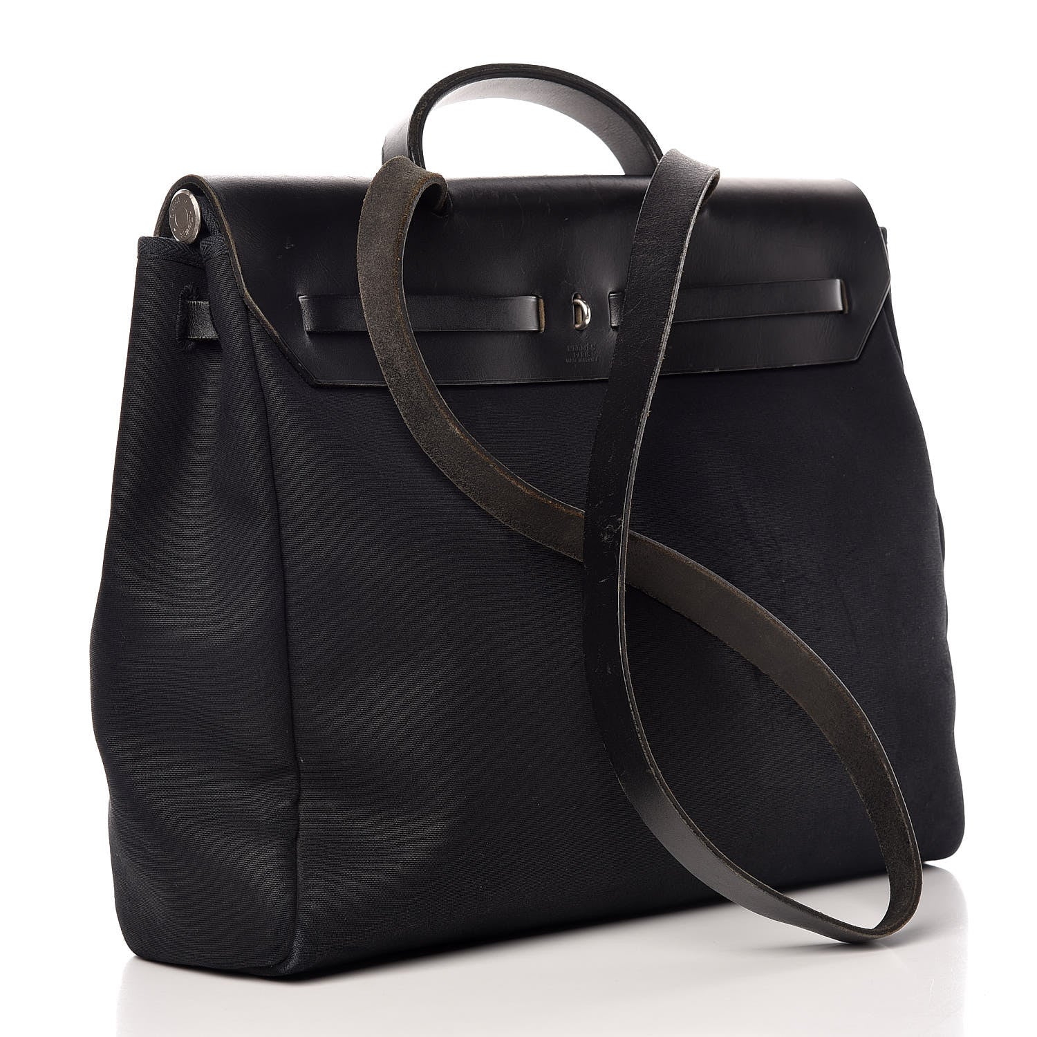 Hermes Toile Vache Calfskin Herbag 40 GM Black 3 of 19