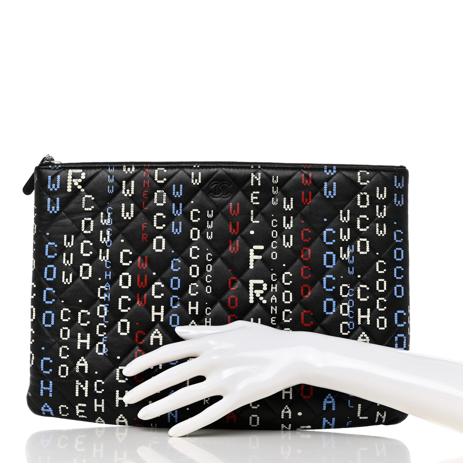 Chanel Lambskin Quilted Large Data Center Cosmetic Case Black 2 of 11