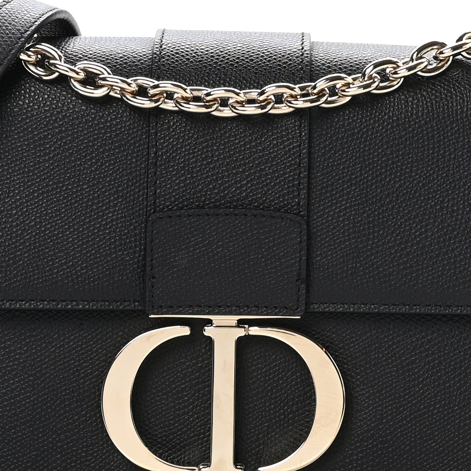 Christian Dior Grained Calfskin Embossed 30 Montaigne Chain Flap Bag Black 7 of 9