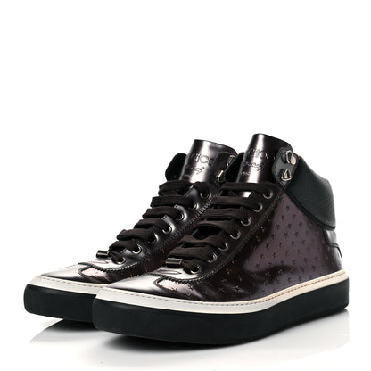 Jimmy Choo Metallic Calfskin Star Embossed Mens High Top Sneaker 42 Bronze 3 of 13