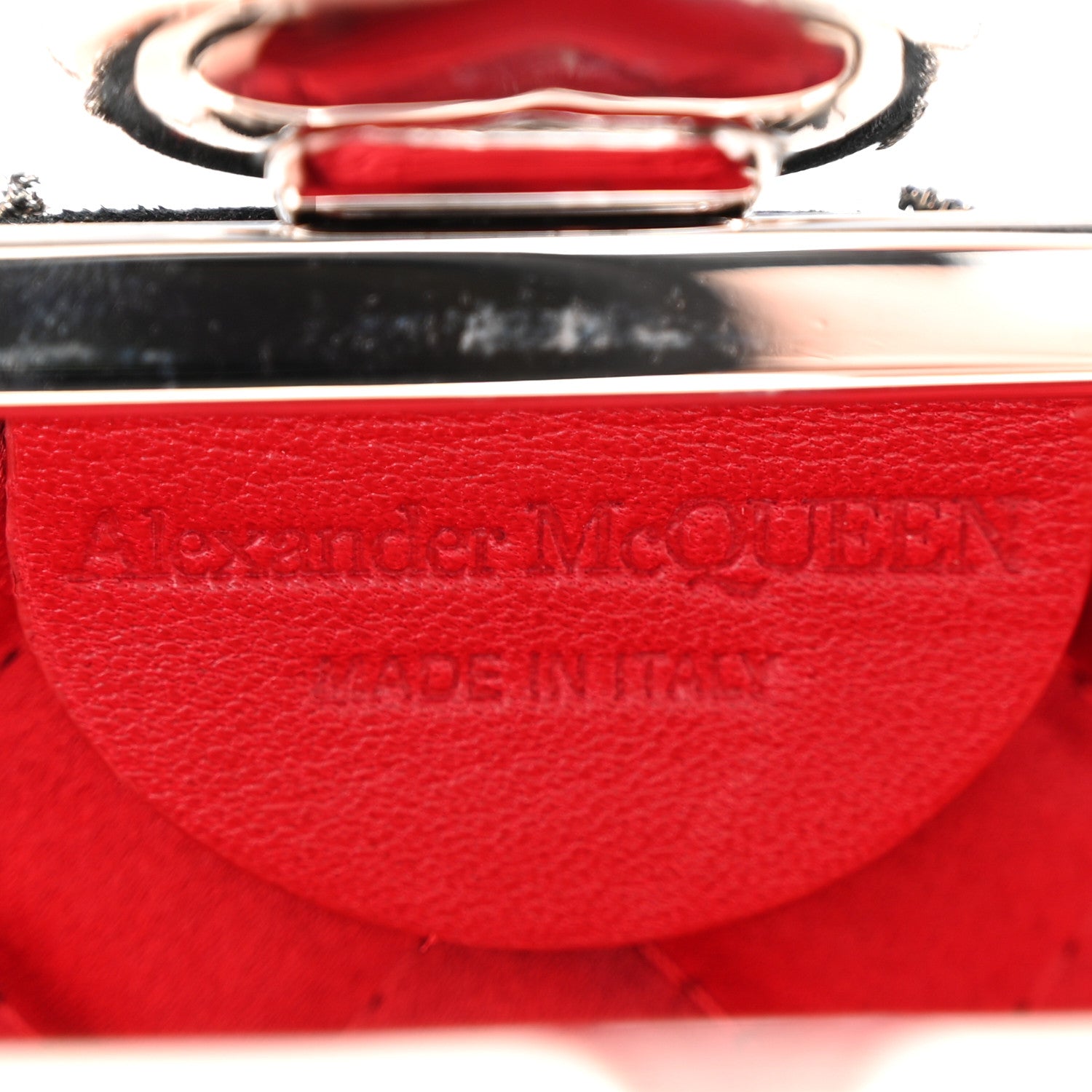 Alexander McQueen Suede Crystal Heart Chain Box Clutch Black 6 of 10