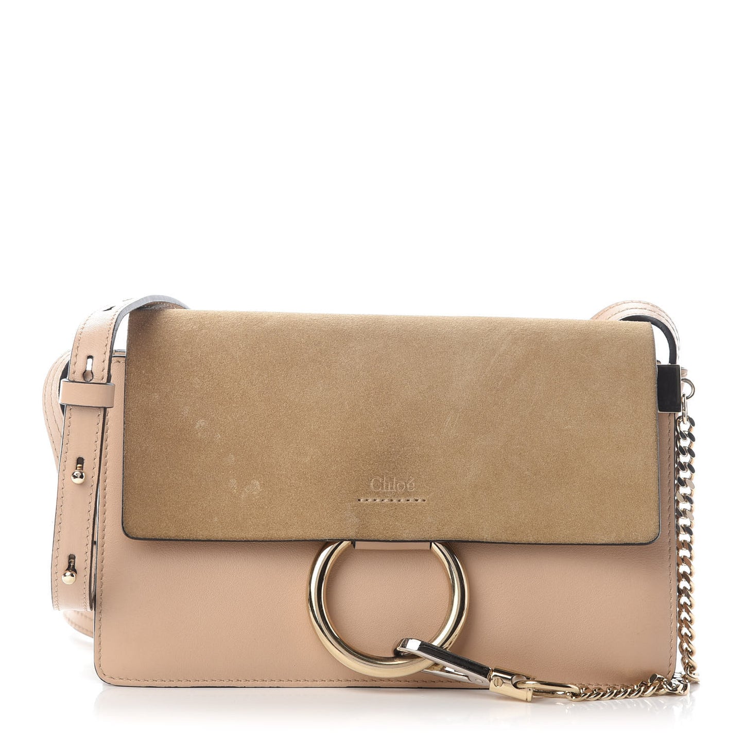 Suede Calfskin Small Faye Shoulder Bag Cement Pink