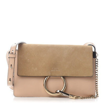Chloe Suede Calfskin Small Faye Shoulder Bag Cement Pink 1 of 9