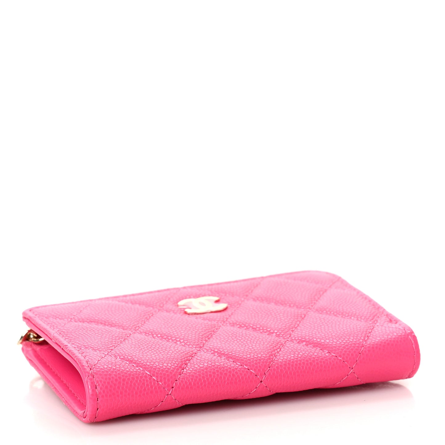 Caviar Quilted Zipped Key Holder Case Pink