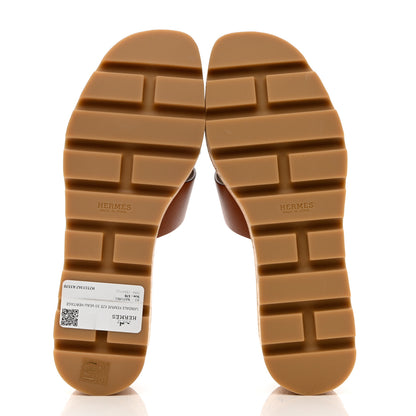 Hermes Calfskin Cork Eze 30 Sandals 37 Marron Glaise 5 of 11
