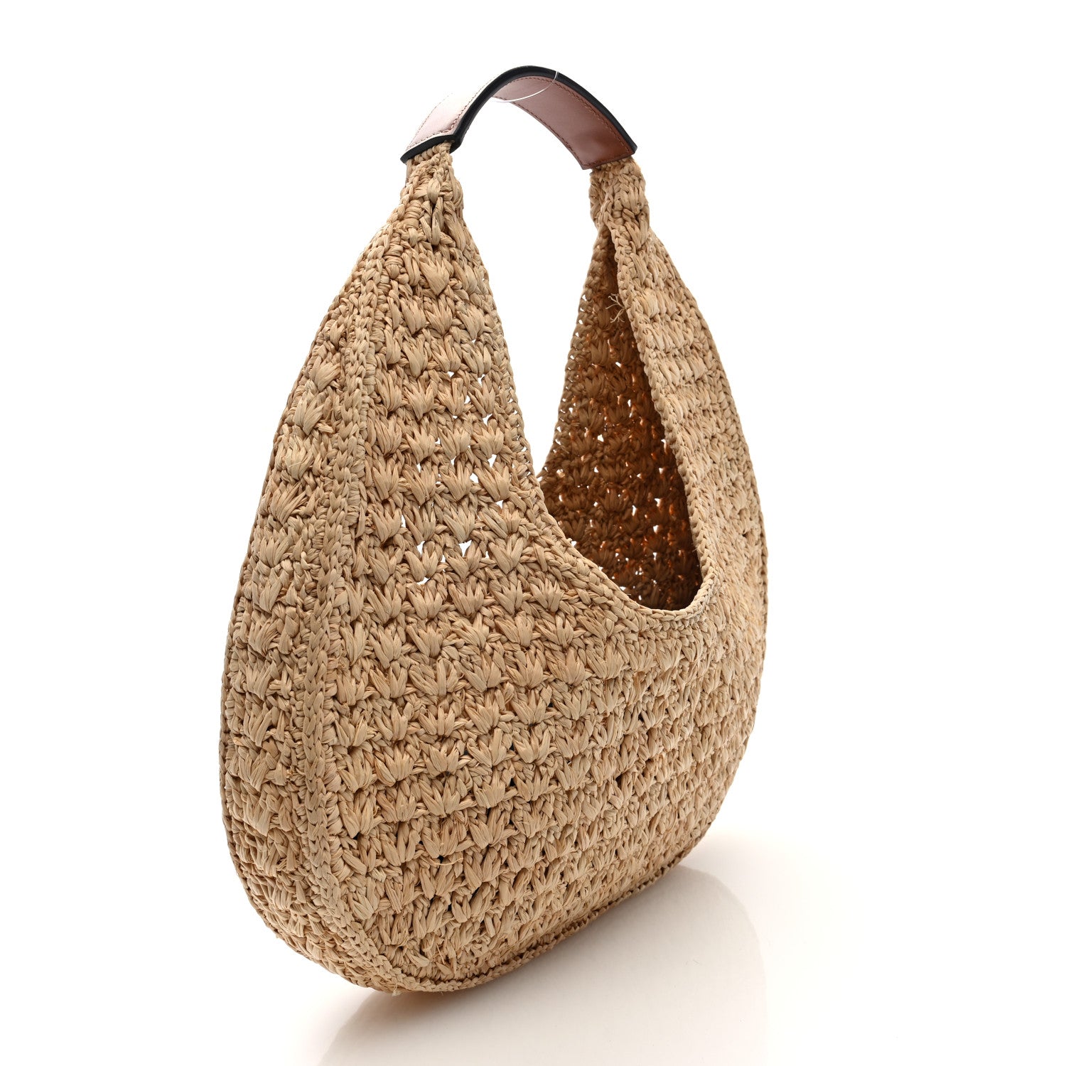 Celine Raffia Calfskin Triomphe Panier Hobo Bag Natural Tan 3 of 9