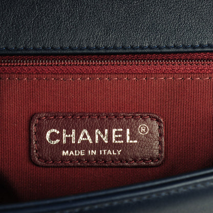 Chanel Velvet Quilted New Medium Boy Flap Dark Navy Blue 7 of 8
