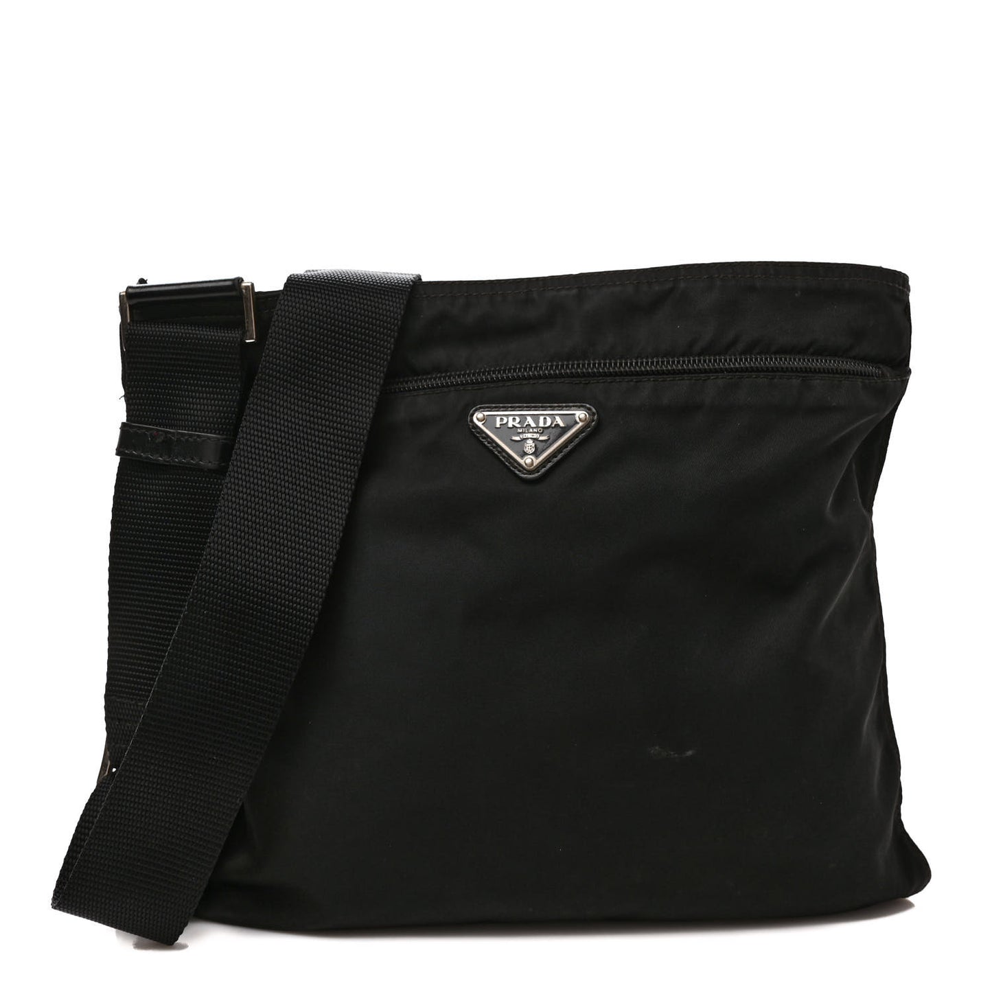 Tessuto Nylon Flat Messenger Bag Black