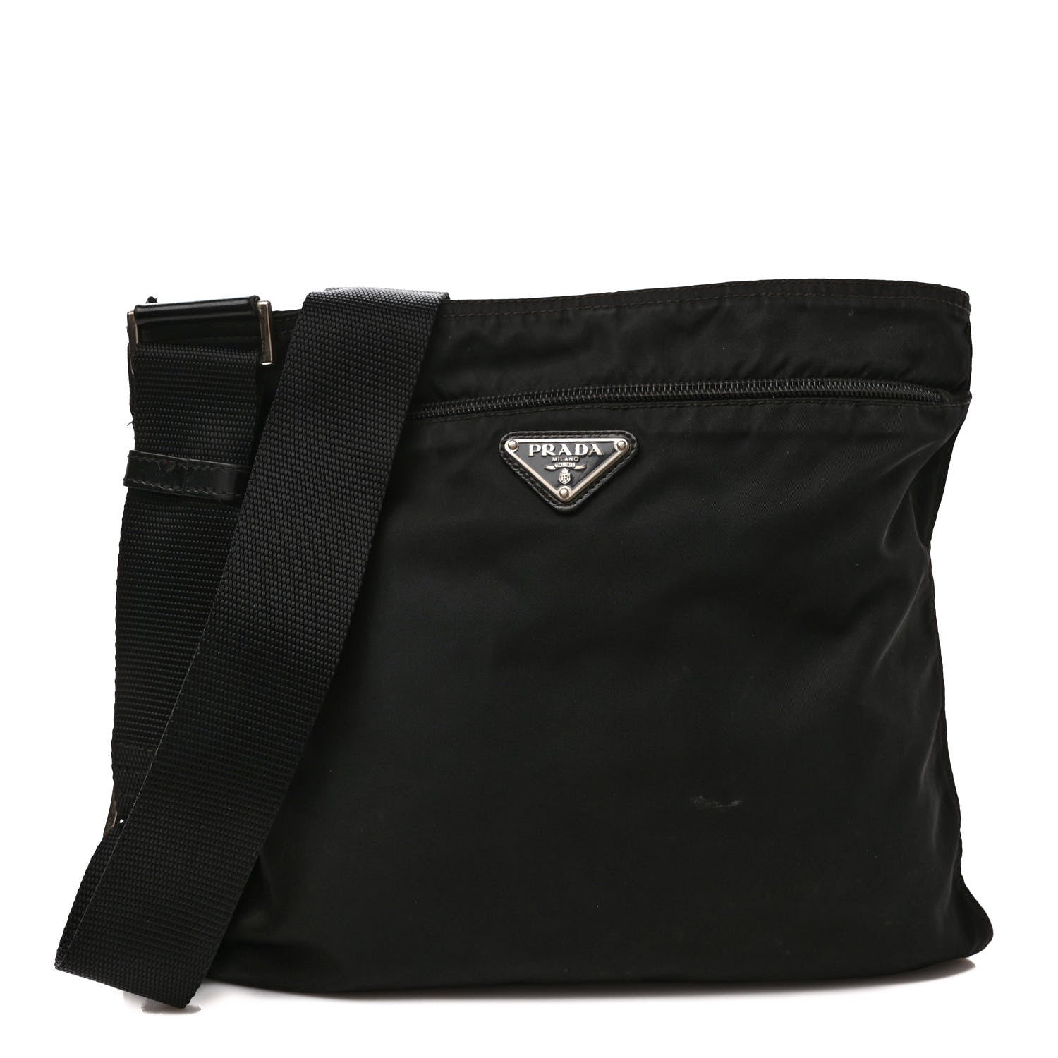 Prada Tessuto Nylon Flat Messenger Bag Black 1 of 9