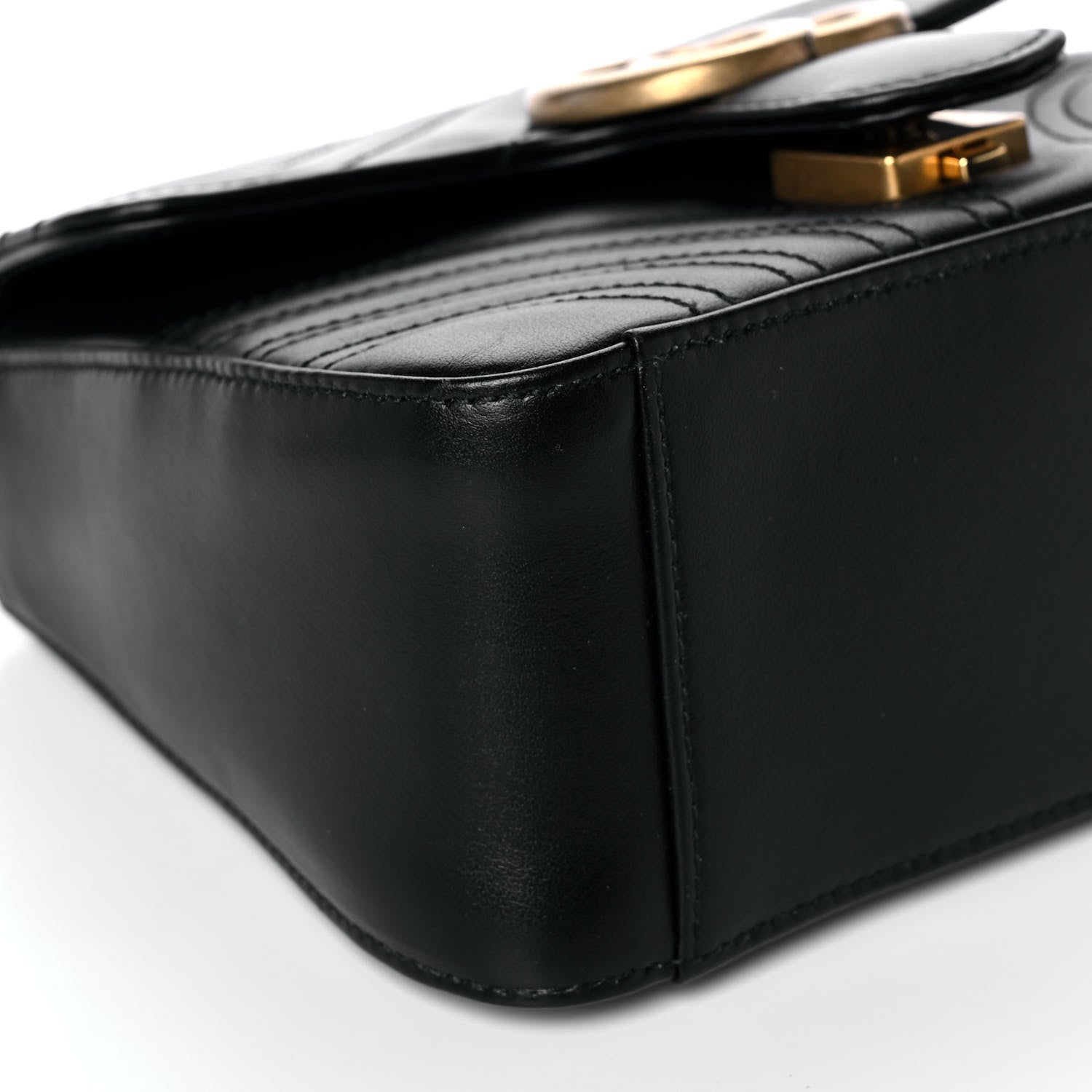 Gucci Calfskin Matelasse Mini GG Marmont Top Handle Shoulder Bag Black 11 of 11