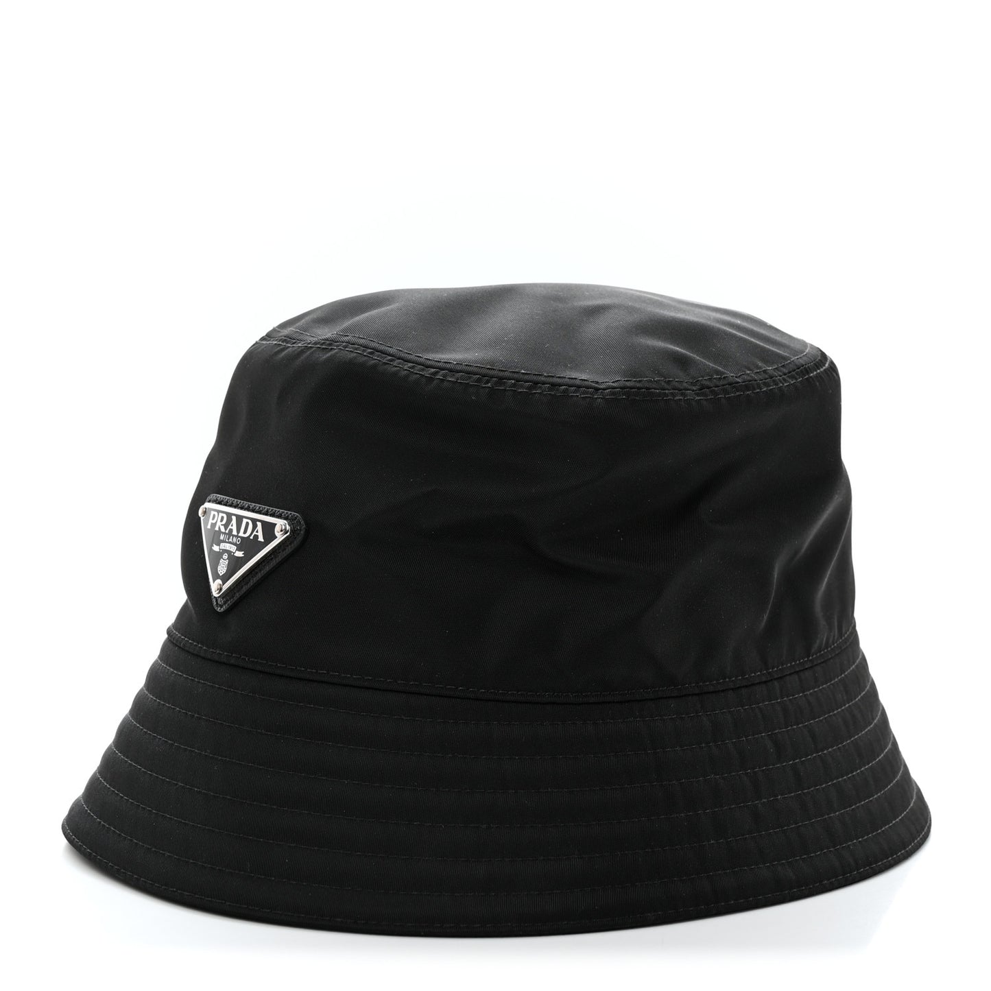 Re-Nylon Metal Triangle Logo Womens Bucket Hat M Black