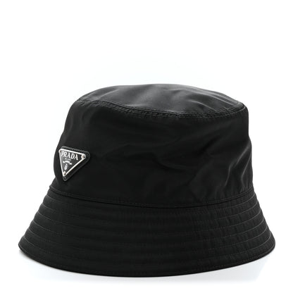 Prada Re-Nylon Metal Triangle Logo Womens Bucket Hat M Black 1 of 8