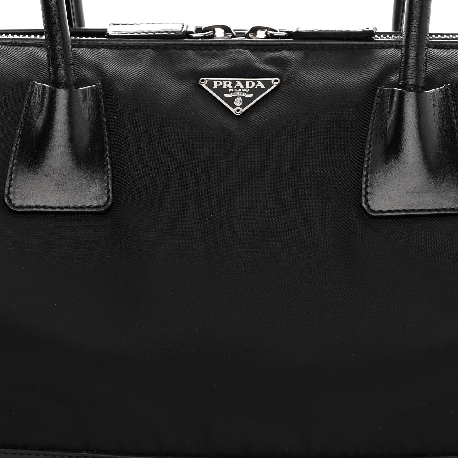 Prada Tessuto Nylon Soft Calfskin Shoulder Bag Black 8 of 10