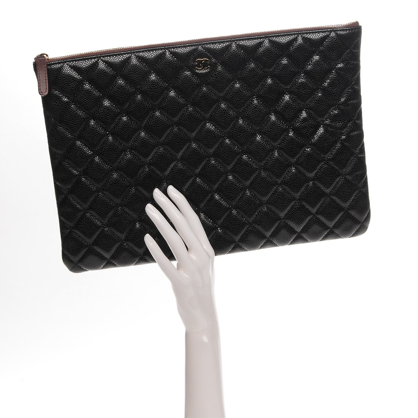 Caviar Quilted Large Cosmetic Case Black