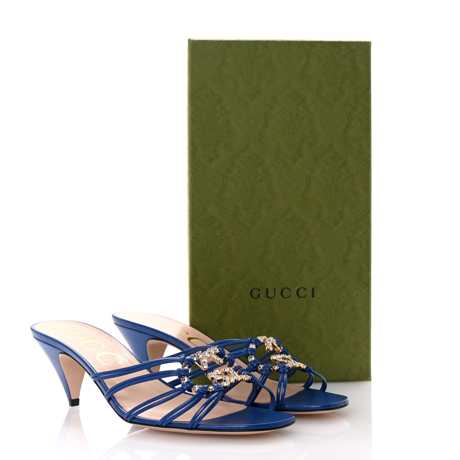 Gucci Malaga Kid Crystal GG Isa Ankle Strap 55mm Sandals 40 Rio Blue 9 of 9