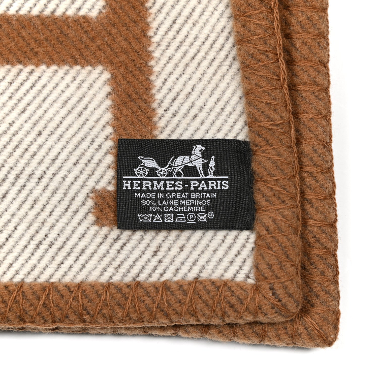 Hermes Wool Cashmere Avalon Blanket Ecru Camel 3 of 3