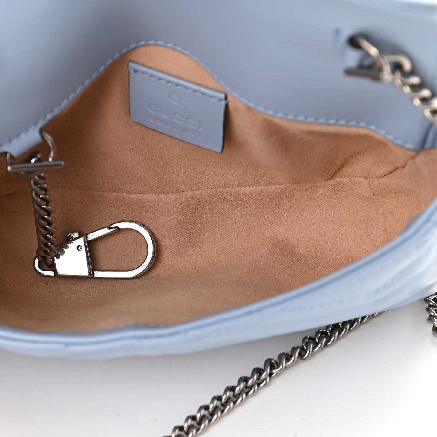 Calfskin Matelasse Super Mini GG Marmont Shoulder Bag Porcelain Light Blue