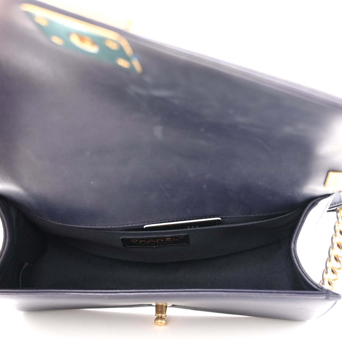 Lambskin Quilted Medium Boy Flap Dark Navy