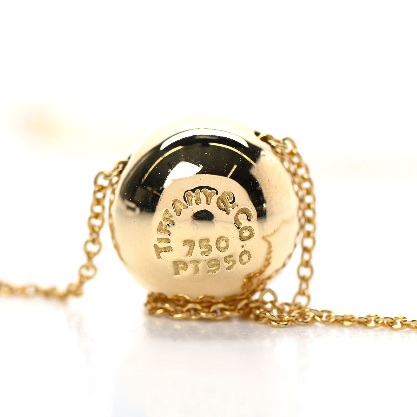 18K Yellow Gold Platinum Diamond Etoile Ball Pendant Necklace